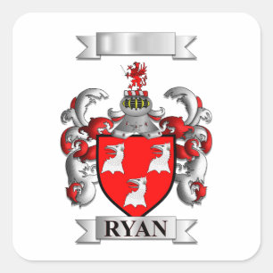 Square Sticker Ryan Surname And Shield