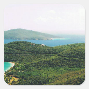 Square Sticker with Saint Thomas Island Scene