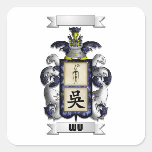 Square Sticker Wu Surname And Shield