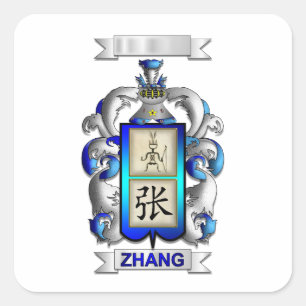 Square Sticker Zhang Surname And Shield