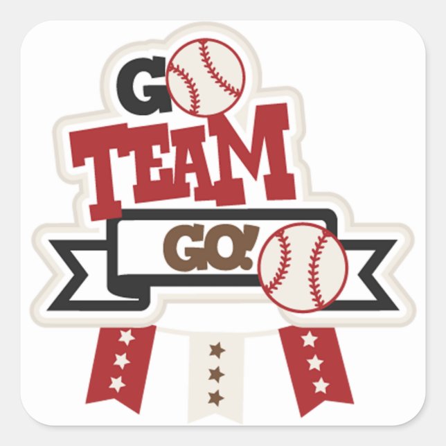Square Stickers/Baseball Go Team Go Sticker (Front)