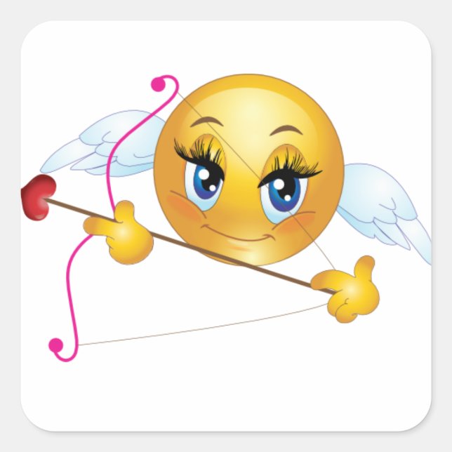 Square Stickers/Cupid Emoticon Sticker (Front)