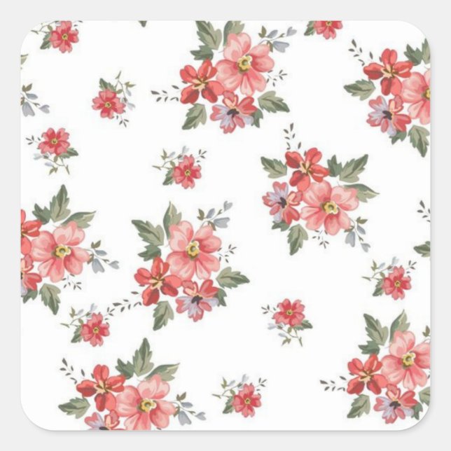 Square Stickers with Charming Floral Designs (Front)