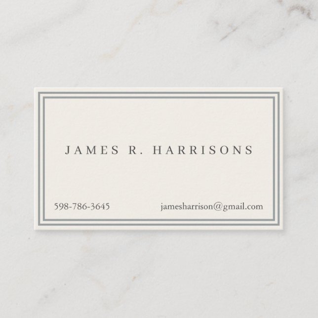 Square Stripes Dots Classic Retro Clean Grey Business Card (Front)