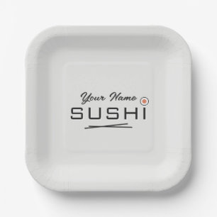 Square sushi roll plate for party or restaurant