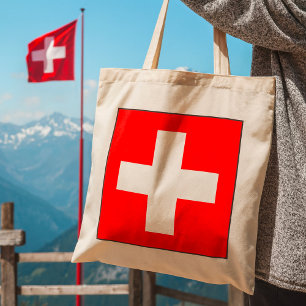 Square Swiss Flag Tote Bag
