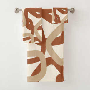 Square Tangle Burnt Sienna Cream Bath Towel Set