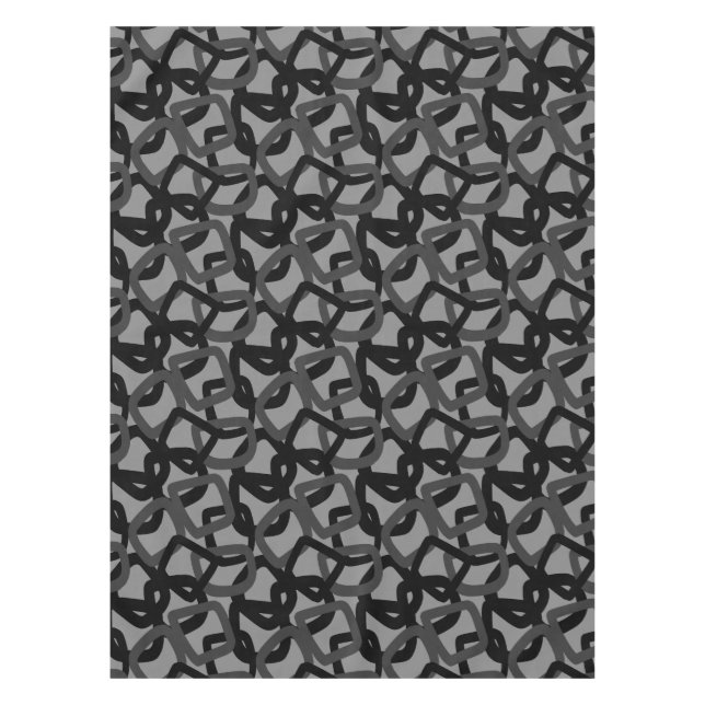 Square Tangle Jet Black Charcoal Grey Tablecloth (Front)