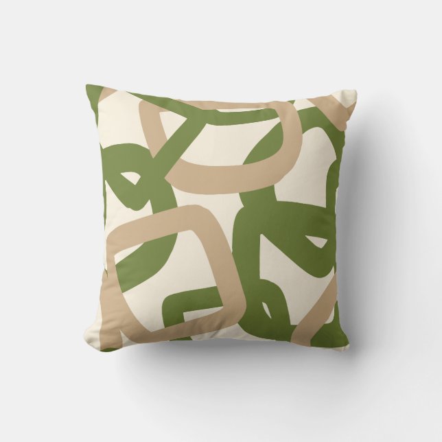 Square Tangle Olive Green Cushion (Front)