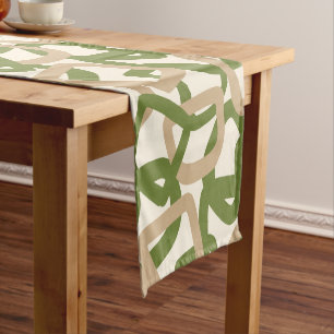 Square Tangle Olive Green Warm Taupe Short Table Runner