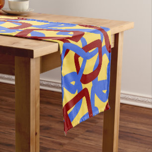 Square Tangle Royal Blue Crimson Red Short Table Runner