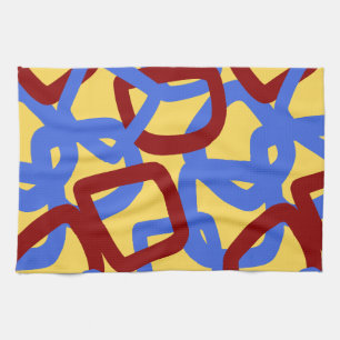 Square Tangle Royal Blue Crimson Red Tea Towel