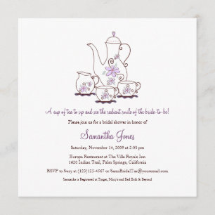 Square Tea Set Bridal Shower Invitations