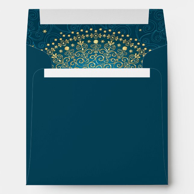 Square Teal, Goltone Medallion Envelope (Back (Bottom))