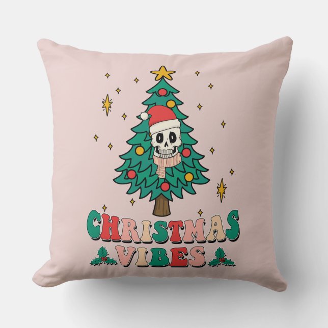Square Throw Pillow Christmas Vibes (Front)