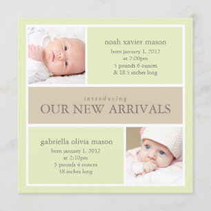 Square Twins Collage   Birth Announcement