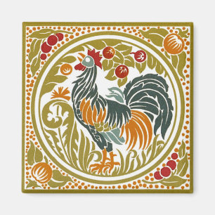 Square Vintage Rooster - Magnet
