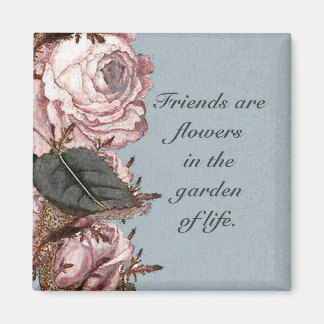Square Vintage Rose Border - Magnet