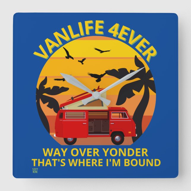 square wall clock  "VANLIFE..." (Front)
