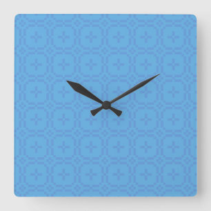 Square Wall Clock: Welsh Tapestry Pattern: Blue Clock