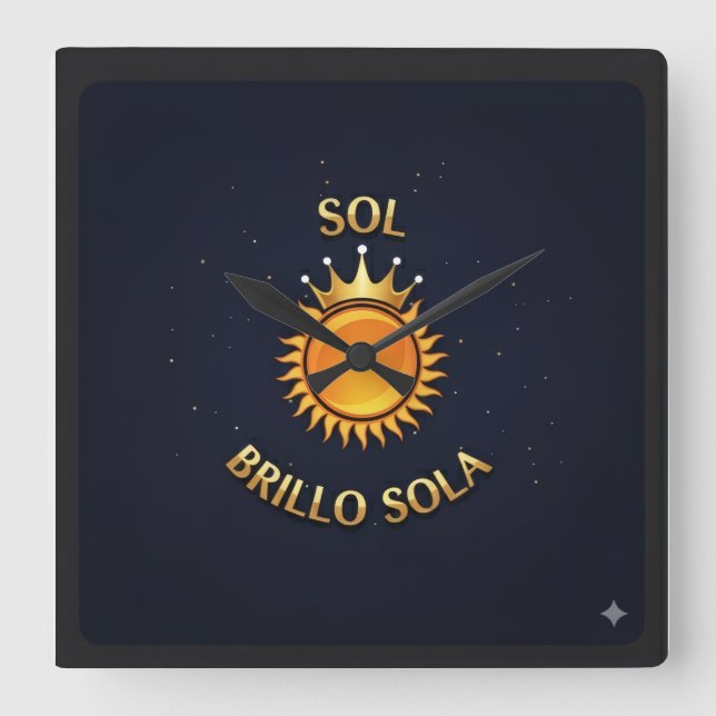 Square Wall Clock with Sol Brillo Sola Logo | (Front)