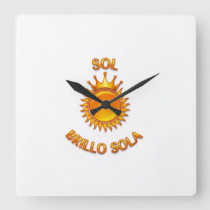 Square Wall Clock with Sun Logo Shine Sun Solo