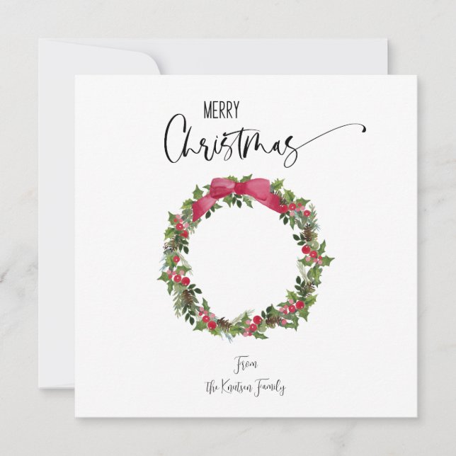 Square Watercolor Personalised Christmas Card (Front)