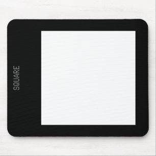 Square - White on Black Mouse Pad