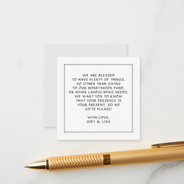 Square Wishing Well Card Enclosures Neutral Colour (Front/Back In Situ)