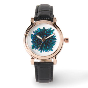 *~* Square Women's Leather Teal Turquoise Crystal Watch