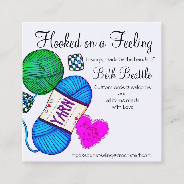 Square yarn/Crochet/Knitting Business Cards (Front)