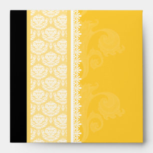 Square Yellow Gold One-Side Damask Envelopes