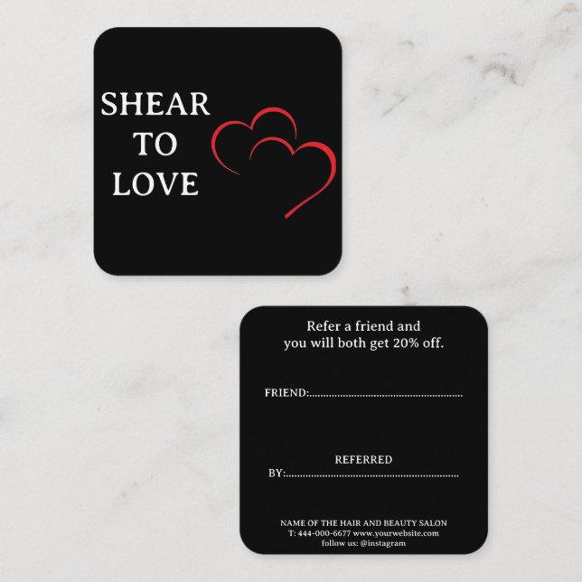 Squared  2.5" x 2.5" referral card (Front/Back)