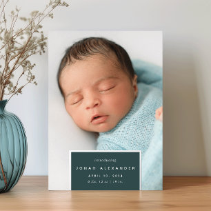 Squared Away   Silver Foil Birth Announcement
