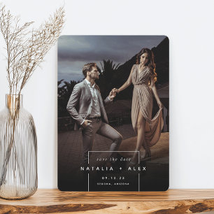 Squared Away   Simple Modern Vertical Photo Save The Date