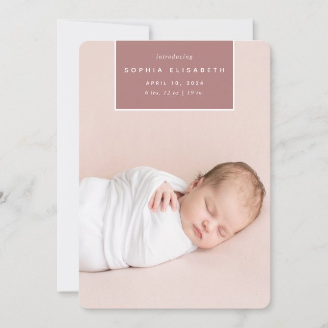 Squared Away | Vertical Photo Birth Announcement (Front)