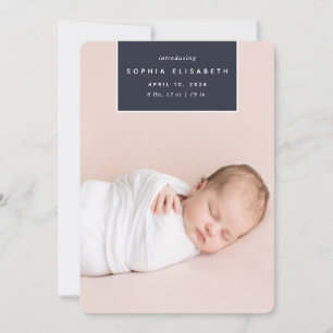 Squared Away Vertical Photo Birth Announcement
