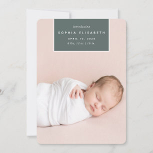 Squared Away Vertical Photo Birth Announcement
