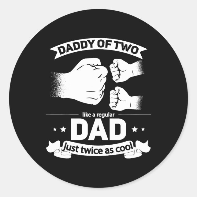 Squared Fathers Day Dad Of Two Cool Daddy Of 2  Classic Round Sticker (Front)