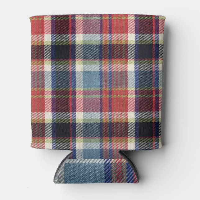 Squared Textile Texture Background. Can Cooler (Front)