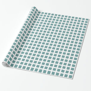 Squares 02 - Ocean Green on White Wrapping Paper