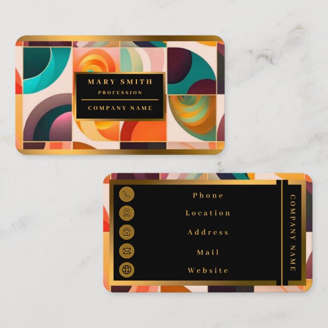 Squares Abstract Retro Modern Collection Business Card (Front/Back)