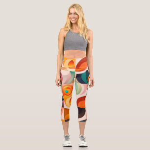 Squares Abstract Retro Modern Collection Capri Leggings