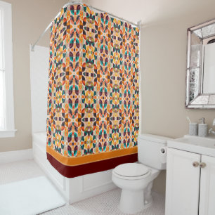 Squares Abstract Retro Modern Collection Shower Curtain