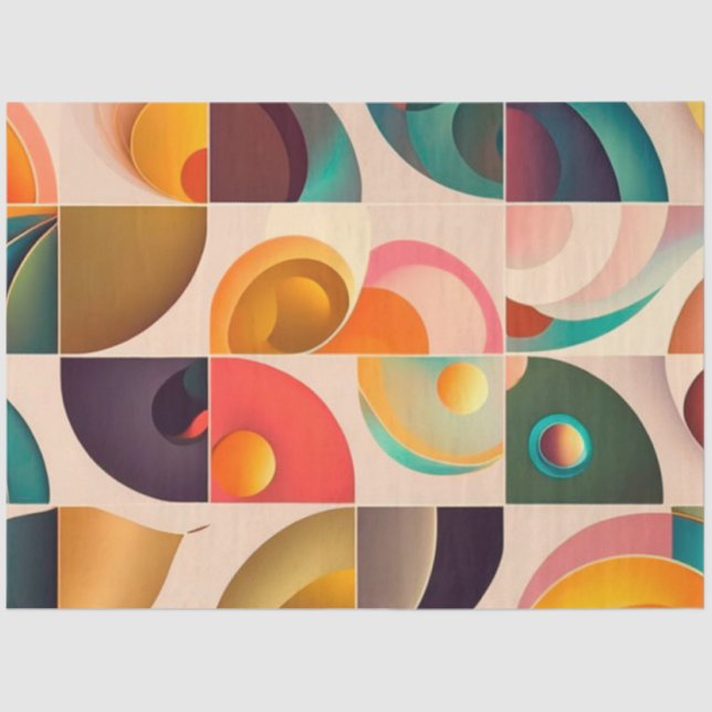 Squares Abstract Retro Trendy Collection Tissue Paper (Front)