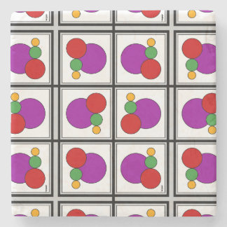 Squares and Circles Abstract Stone Coaster