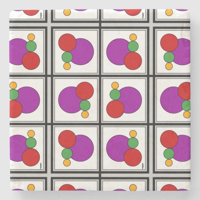 Squares and Circles Abstract Stone Coaster (Front)