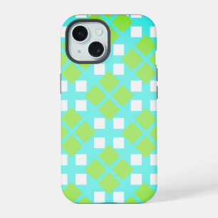 Squares and Diamonds in Cyan iPhone 15 Case
