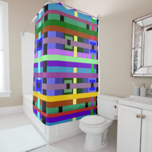Squares and Lines Shower Curtain