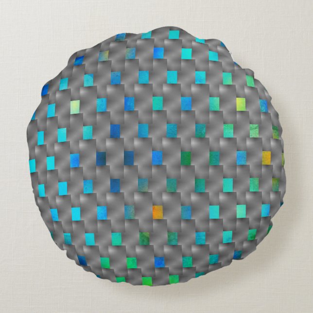 Squares and rectangles with gradients  round cushion (Back)